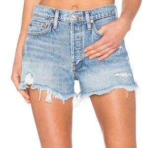 Agolde Parker Vintage Cut-Off High Rise Distressed Denim Jean Shorts Sz 26